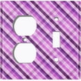 thumbnail image 4 of Metal Light Switch Plate Outlet Cover Vintage Purple Plaid Wallpaper WAL037, 4 of 13