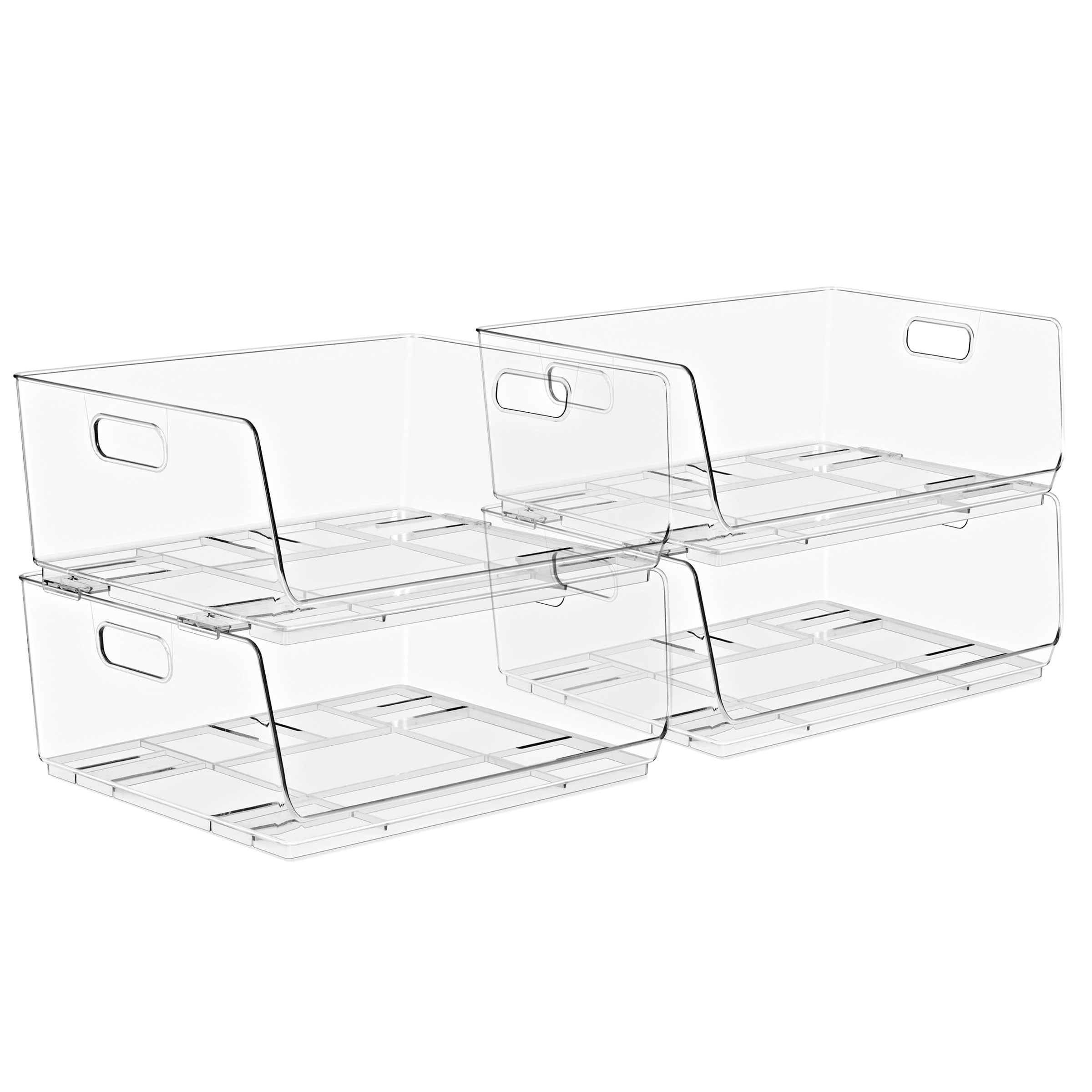 Sorbus Large Clear Acrylic Storage Bins, Open Front Stackable Organizers, 4 Pack