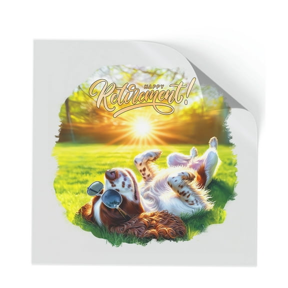 Happy Retirement with French Bulldog Enjoy Life Rest Time Cutout Transfer Sticker Dog Lover Gifts Transparent Decal Art Decor - 02027