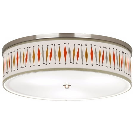 

Ragnar Mid Century Ceiling Light Flush Mount Fixture Nickel 20 1/4 Wide Tremble Giclee Drum House Bedroom Living Room Kitchen
