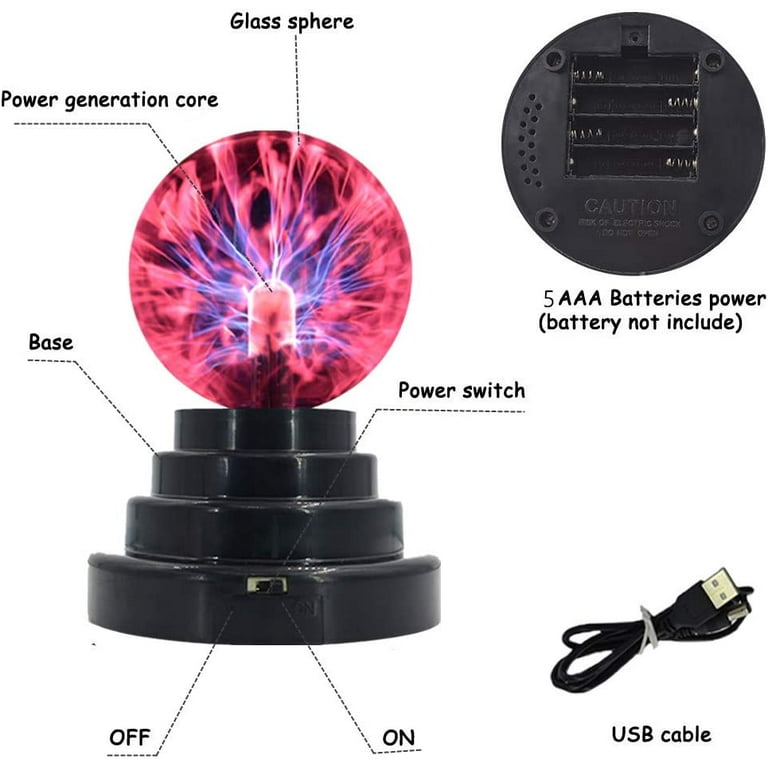 Extra Large 6 inch Plasma Ball Lamp Touch & Sound Sensitive Plasma Globe  Decorative Lamp Nebula Thunder Lightning for Kids Bedroom Novelty Toy Gift