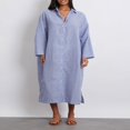 thumbnail image 2 of Robe Chemise pour Femmes à Manches Longues et Col Rabattu à Rayures, 2 of 9