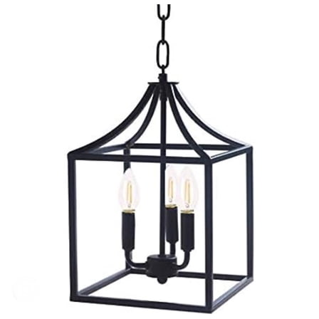 Chandelier Lighting 3-light Industrial Farmhouse 14”H, Matte Black