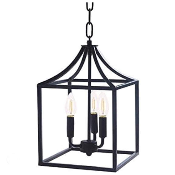 Chandelier Lighting 3-light Industrial Farmhouse 14”H, Matte Black