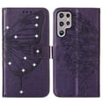 thumbnail image 2 of SaniMore Case for Samsung Galaxy S24 Ultra, PU Leather Luxury Embossed Butterfly Glitter Diamond [Wrist Strap & Card Slots & Flip Kickstand] Full-body Shockproof Wallet Cover, Purple, 2 of 8