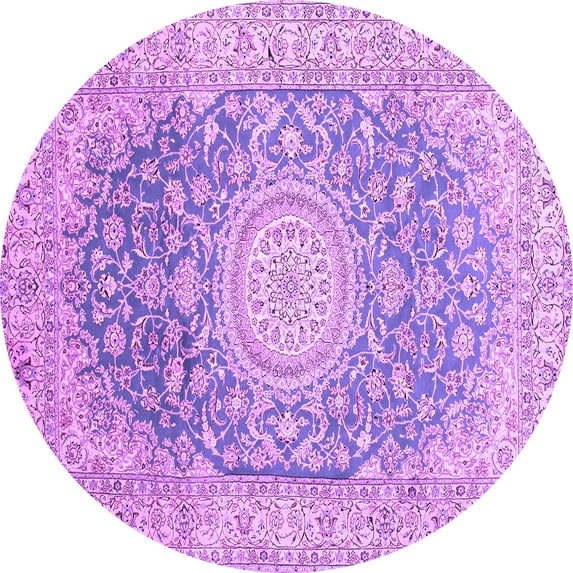 Ahgly Company Indoor Round Medallion Purple Traditional Area Rugs, 5' Round