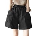 thumbnail image 2 of IUYRTFE Women's High Waist Loose Fit Summer Shorts with Pockets Elastic Waist Casual Straight Leg Bottoms, 2 of 5