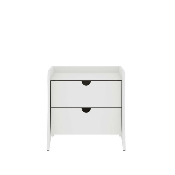 Manhattan Comfort Coney Mid-Century Modern 2-Drawer Nightstand in White