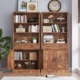 thumbnail image 4 of FANRAL 70.1" Tall Bookshelf with Drawers & Cabinet, 5-Tier Storage Organizer with Adjustable Shelves, Metal Handles for Home Office Living Room,Brown Bookcase, 4 of 8