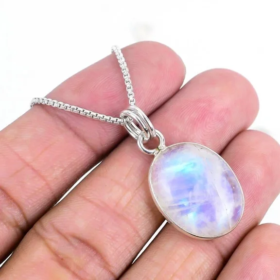 Natural Moonstone Gemstone Handmade 925 Sterling Silver Jewelry Pendant Sz-1.5''