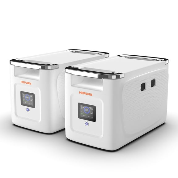 HEPWAY 2PCS Alpha 2000X Portable Power Station Smart Extra Battery, Slave Model Suitable for Alpha2000, 4096Wh LiFePO4 Battery Expandable to 32kWh, 2400W UPS Solar Generator for RV Trip Home Backup