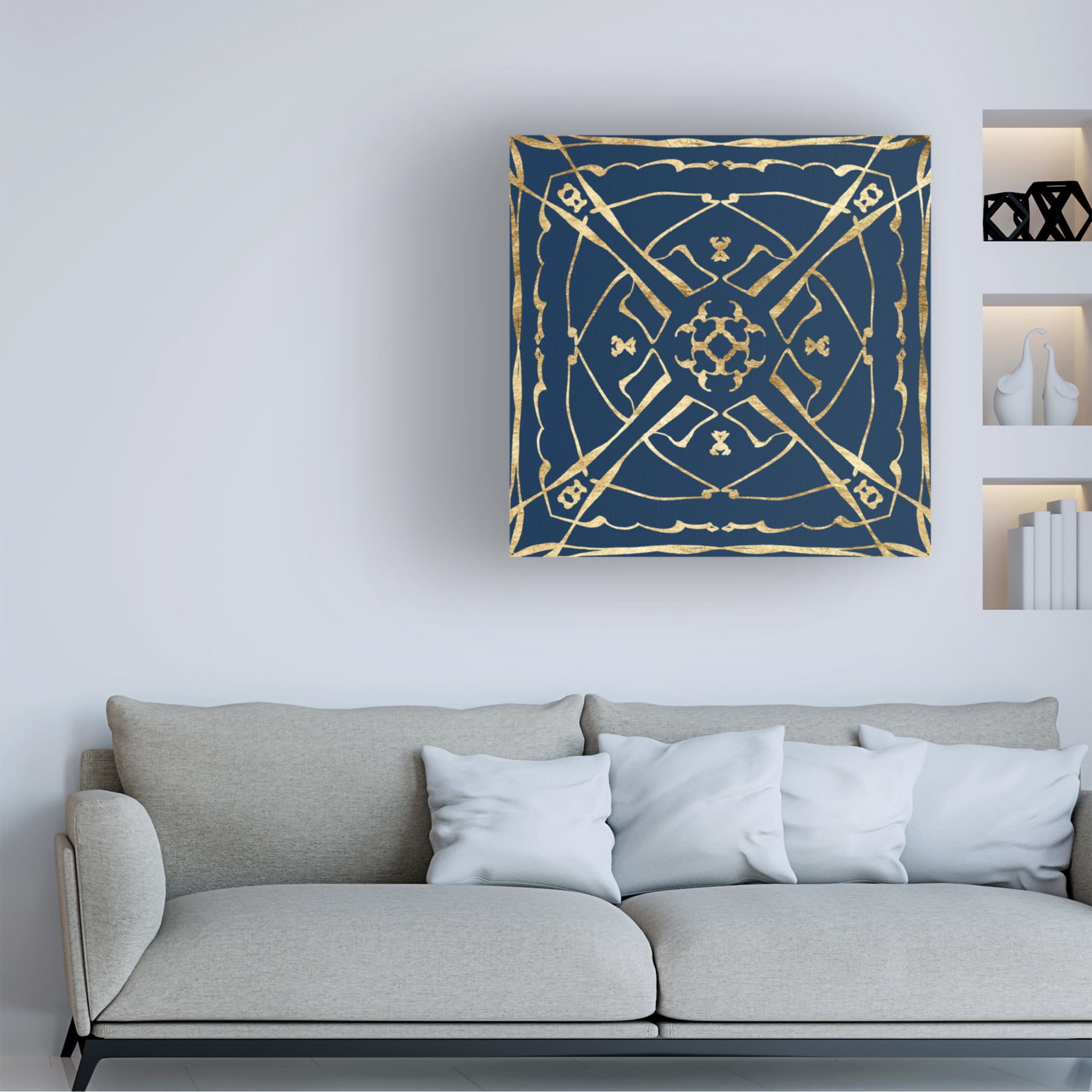 Trademark Fine Art Alonzo Saunders Motif on Blue V Canvas Wall Art
