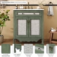 thumbnail image 5 of 30" Antique Green and Blue Bathroom Vanity with Rectangle Ceramic Sink, Vintage Vanity Cabinet with Tip-Out Tray/Flip-Out Drawer, Antique Handles & Rubber Wood Legs for Farmhouse Bathroom Storage, 5 of 9