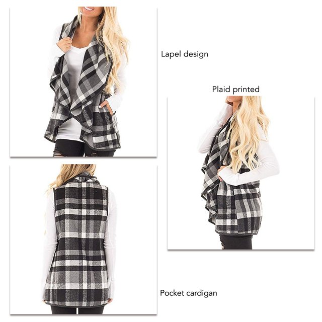 Sleeveless Cardigan, Sleeveless Jacket Skin Friendly Printed Pattern For Women For Indoor Red,Plaid