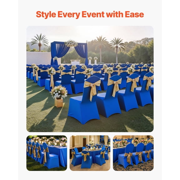 50 Pcs Royal Blue Chair Covers,Polyester Spandex Chair Cover,Stretch Slipcovers for Wedding Party Dining Banquet Flat-Front Chair Covers,Fits Chair Measures up to 20.08x17.72x37.4"