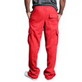 thumbnail image 5 of Domuza Men's Cargo Sweatpants Big and Tall Wide Leg Drawstring Sweatpants 2026 Trendy Sport Open Bottom Jogger Trousers with Multi Pockets Red 2XL, 5 of 5