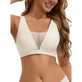 thumbnail image 4 of INSPIRE CHIC Women's Deep V Push Up Wirefree Seamless Mesh Plunge Bras Light and Breathable Minimizers S White, 4 of 4