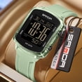 thumbnail image 3 of Digital Watches for Men Women Waterproof Unique Rectangle Watch Stopwatch Countdown Alarm Analog Silicone Strap Transparent Case, 3 of 6