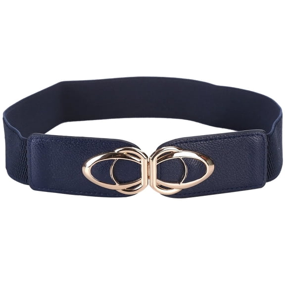 Elastic Stretch PU Waist Belt, Women Fashion Wide Dress Belt, Adjustable Waist Accessory, Soft Versatile Waistband for Dress Coat Casual Dress Up Simple Elegant Belt,Navy