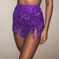 thumbnail image 2 of Fesfesfes Skirts for Women Sequin Belly Dancer Costume Tassel Wrap Skirt Club Mini Skirt, 2 of 3