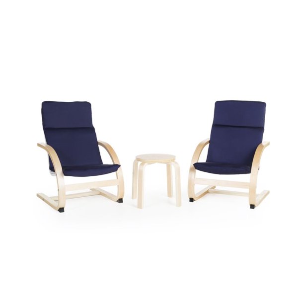 Guidecraft Kiddie Rocker Blue Cushioned Chair Set with Small Table for