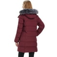 thumbnail image 4 of Wantdo Women's Big and Tall Jacket Quilted Puffer Jacket Long Winter Parka Jacket Wine Red 2XL, 4 of 12