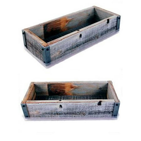 Reclaimed Barnwood Planter Box - Weathered Rustic Flower, Herb & House Plant Garden Barn Wood Planter With Drip Tray