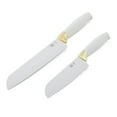 thumbnail image 1 of Magnifique ensemble de 2 couteaux Santoku blancs et dorés, 1 of 4
