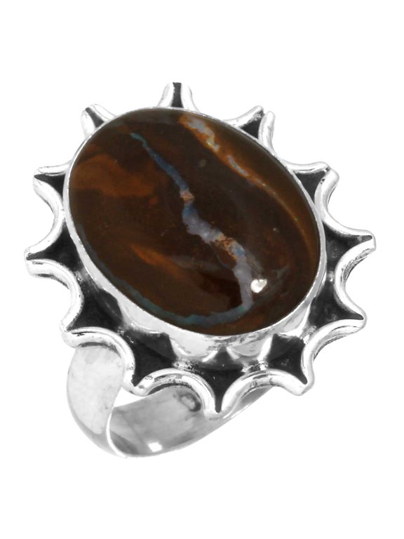 Boulder Opal Ring 925 Sterling Silver Women Jewelry