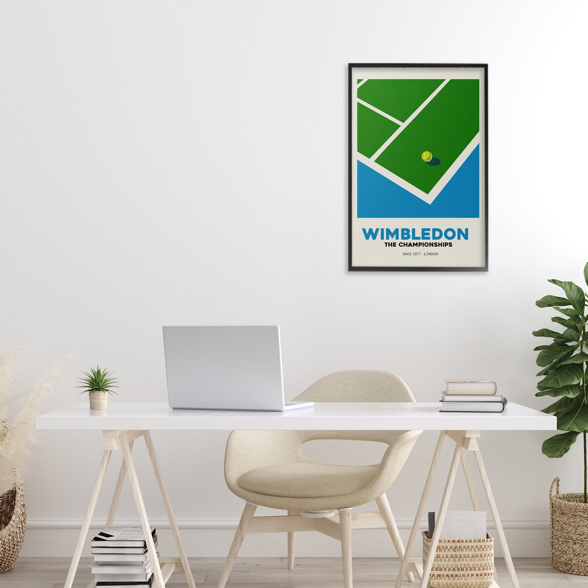 Stupell Industries Wimbledon Tennis Court Black Framed Giclee Art, design by Andreas Magnusson