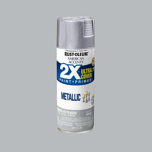 Silver, Rust-Oleum American Accents 2X Ultra Cover Metallic Spray Paint-327910, 12 oz