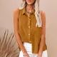 thumbnail image 2 of Top de encaje color crema,Blusa sin mangas para mujer, top informal de verano, camisa lisa de poliéster, ajuste cómodo para uso diario, sopatenor, 2 of 9
