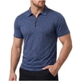thumbnail image 2 of Dolkfu Quarter Zip Shirts for Men Polos Golf Shirt Short Sleeve Fishing Blue Breathable Men's Summer Tees XXXL, 2 of 9