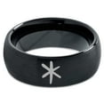 thumbnail image 2 of Tungsten Asterisk Star Symbol Glyph Band Ring 8mm Men Women Comfort Fit Black Dome Brushed Polished, 2 of 4