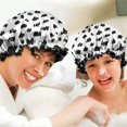 thumbnail image 6 of Shower Caps,White and Black Of Leopard Print Waterproof Shower Cap for Women 4 Pieces,Double Reusable Hair Cover for Shower PEVA Elastic Stretch Hem, 6 of 7