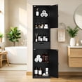 thumbnail image 2 of Walsunny Bathroom Storage Cabinet 64" Tall Narrow Wooden Bath Cabinet with Doors Shelves Drawer Black, 2 of 8