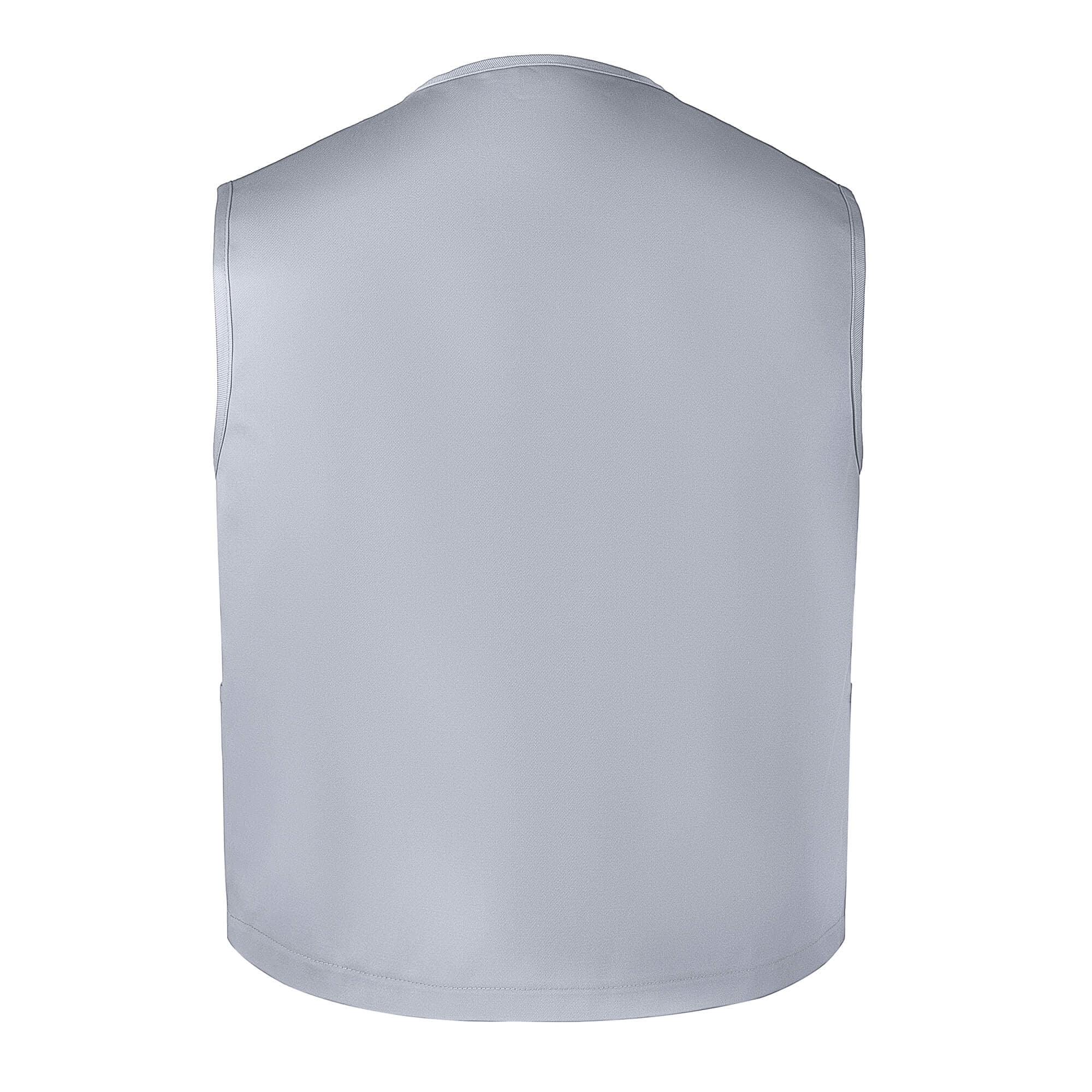 Toptie Two Pocket Unisex Vest Button Up Waistcoat Volunteer Work Vest-Gray-M