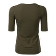 thumbnail image 3 of SSOULM Women's 1/2 Sleeve Crewneck Cotton Basic Slim Fit T-Shirt Top with Plus Size, 3 of 4