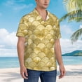 thumbnail image 3 of Yiaed Mermaid Fish Scale Print Hawaiian Shirt for Men Short Sleeve Button Down Shirts Beach Shirts for Men,Large, 3 of 7