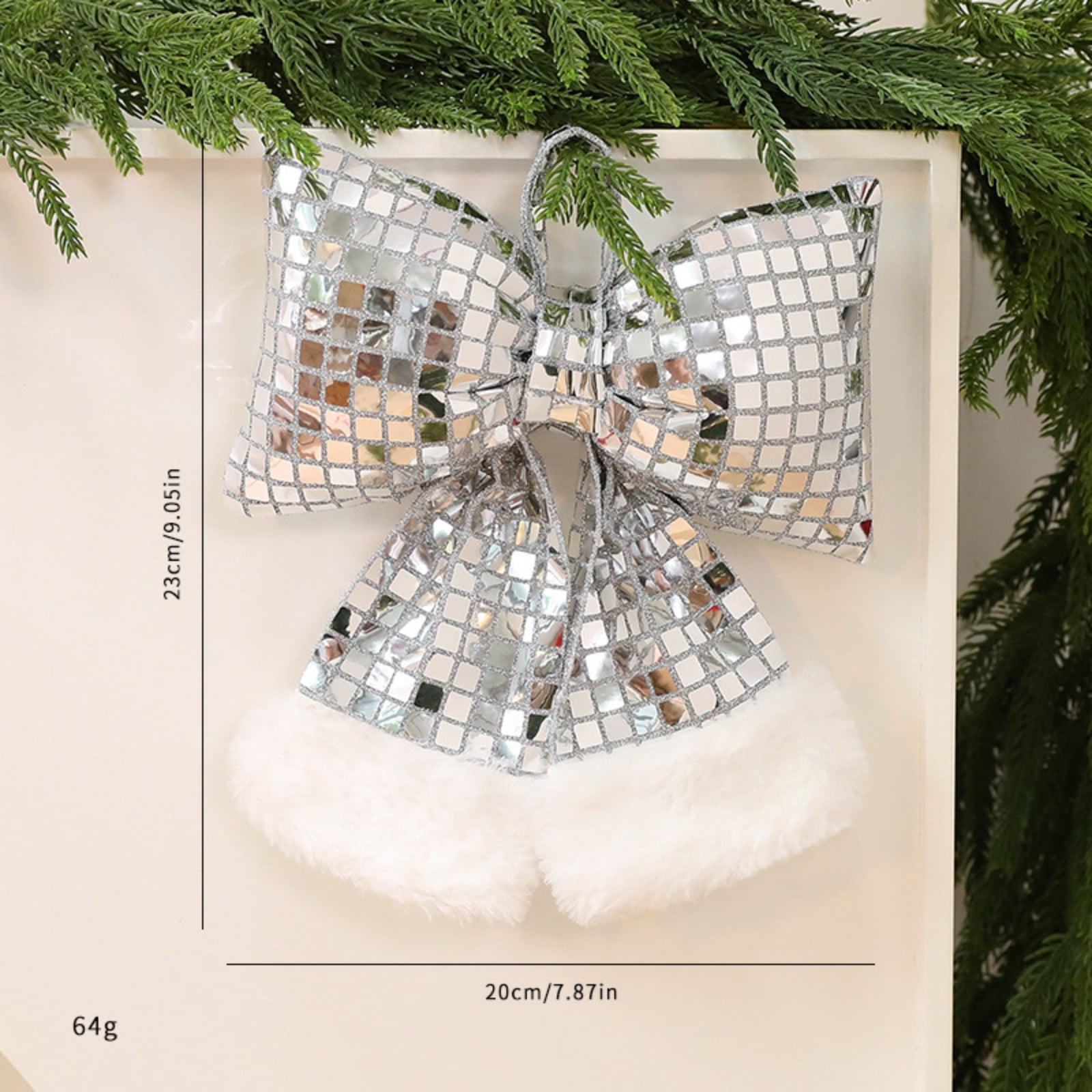 Sequin Bow Christmas Ornament Fabric Window Display Decor for Tree and ...