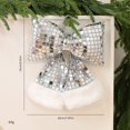 thumbnail image 3 of Christmas Bow Sequin Bow – Sparkling Luxury Xmas Tree Decoration, Customizable Holiday Wreath Bow for Festive Décor, Silver, M, Bow, 3 of 4