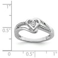 thumbnail image 3 of White Sterling Silver Ring Band Themed Diamond Rhodium Diam. Heart, 3 of 3