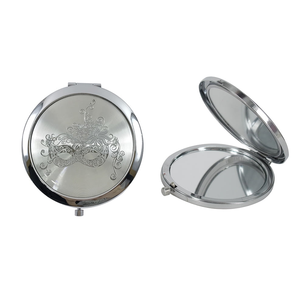 25-144 Silver Metal Mirror Compact DIY Wedding Party Favors 