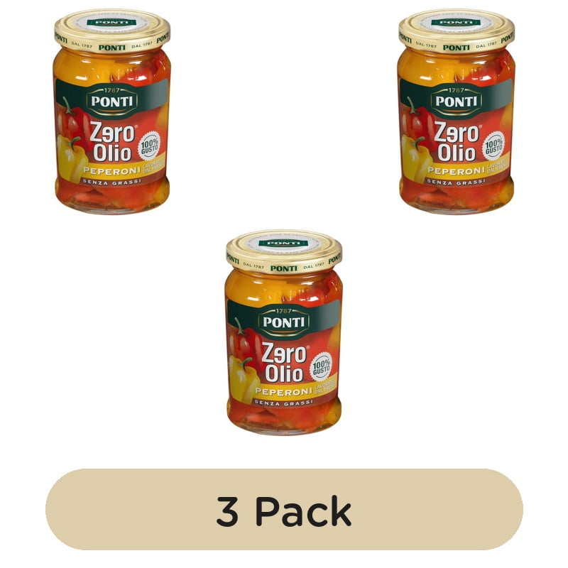 Ponti Zero Oil Grilled Peppers 290g, British Import (Pack of 3)
