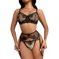 thumbnail image 1 of Gibobby Conjunto de lencería Sexy Conjuntos de Lencería Sexy para Mujer Brasier de Encaje Flores Sujetador Abierto Tanga G-String Thong Ropa Interior Pijama(Negro, XXG), 1 of 5