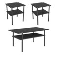 thumbnail image 5 of GZXS 3 Piece Living Room Table Set, Modern Tempered Glass Coffee Table Set with Shelf & Metal Legs, Easy Assembly, Black, 5 of 7