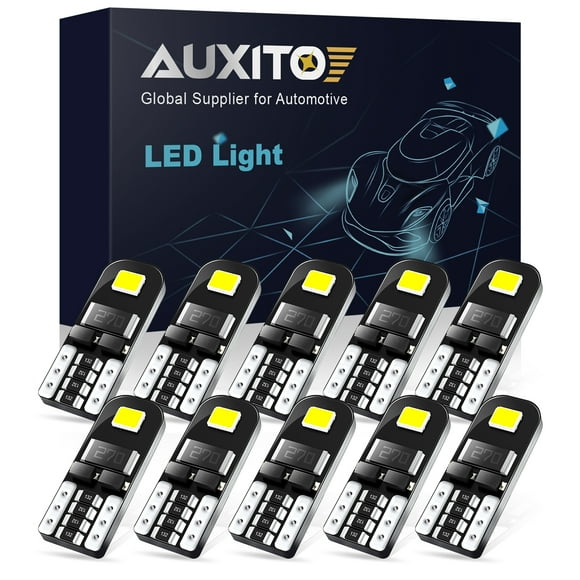 AUXITO T10 194 2825 LED Light Bulb 168 W5W White Super Bright for Car Interior License Plate Dome Map Lights , Pack of 10