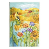 Stupell Industries Bird Perched at Farm Botanical & Floral Painting Unframed Art Print Wall Art, 10 x 15