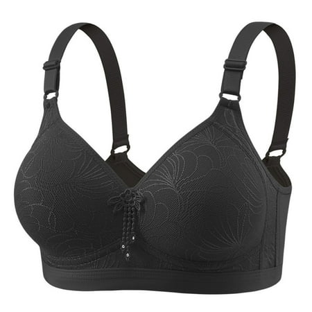 Gnurob Plus Size Bralette for Women Lace Push Up Bralettes No Underwire Bras Adjustable Straps lingerie Hide Back Fat Bra Comfort Breathable Underwear Clearance Saving Black 46/105