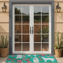 Great Pyrenees Dog and Pioneer Flower Door Rugs,Washable Non Slip Door Mats Indoor,Decorative Door Mats,Entry Mat Indoor for Entrance,Bedroom,Kitchen,Bathroom,16"x47"